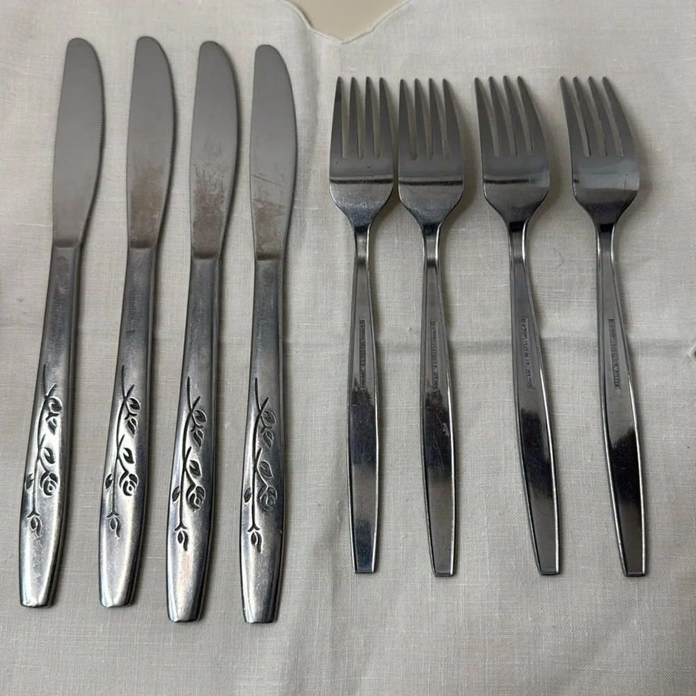 Summer Breeze Floral Pattern Sears & Roebuck Stainless Steel Flatware 8 Pc Japan